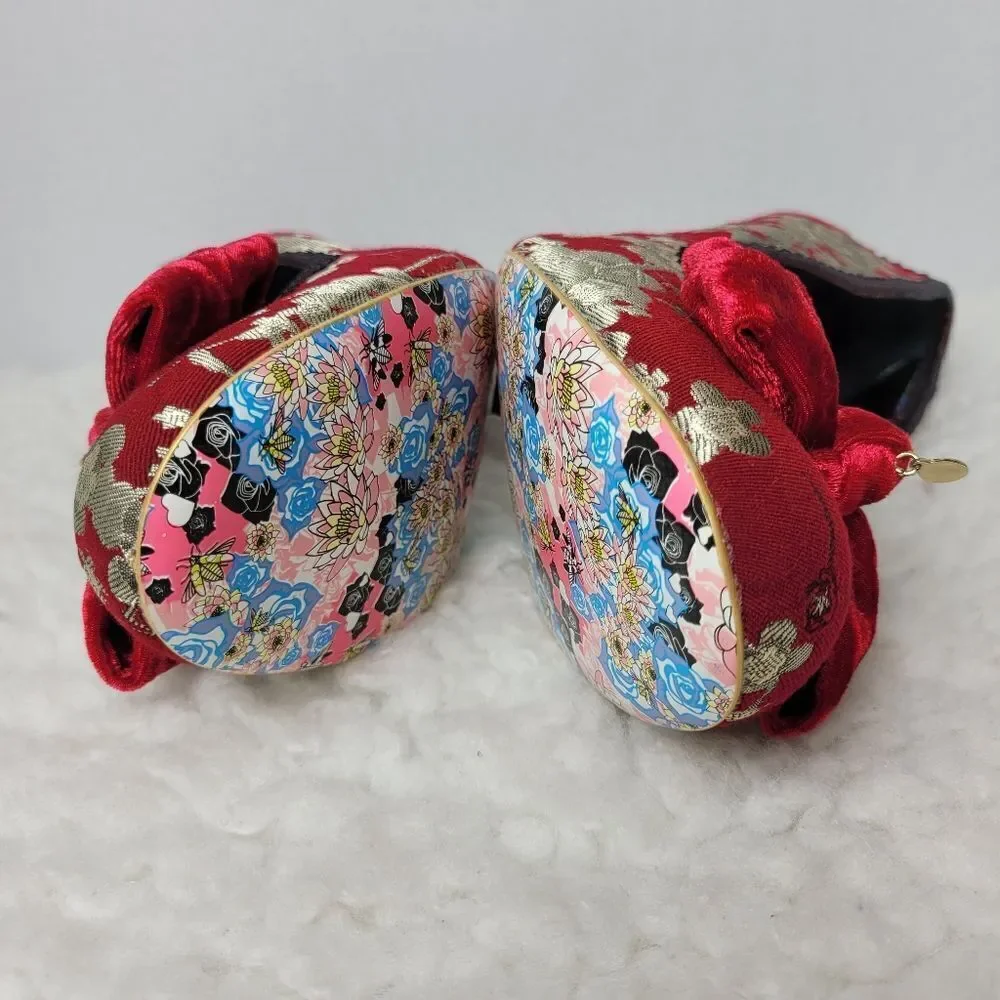 Irregular Choice French Fries Womens Shies Size 10.5 velvet Floral Evening Court